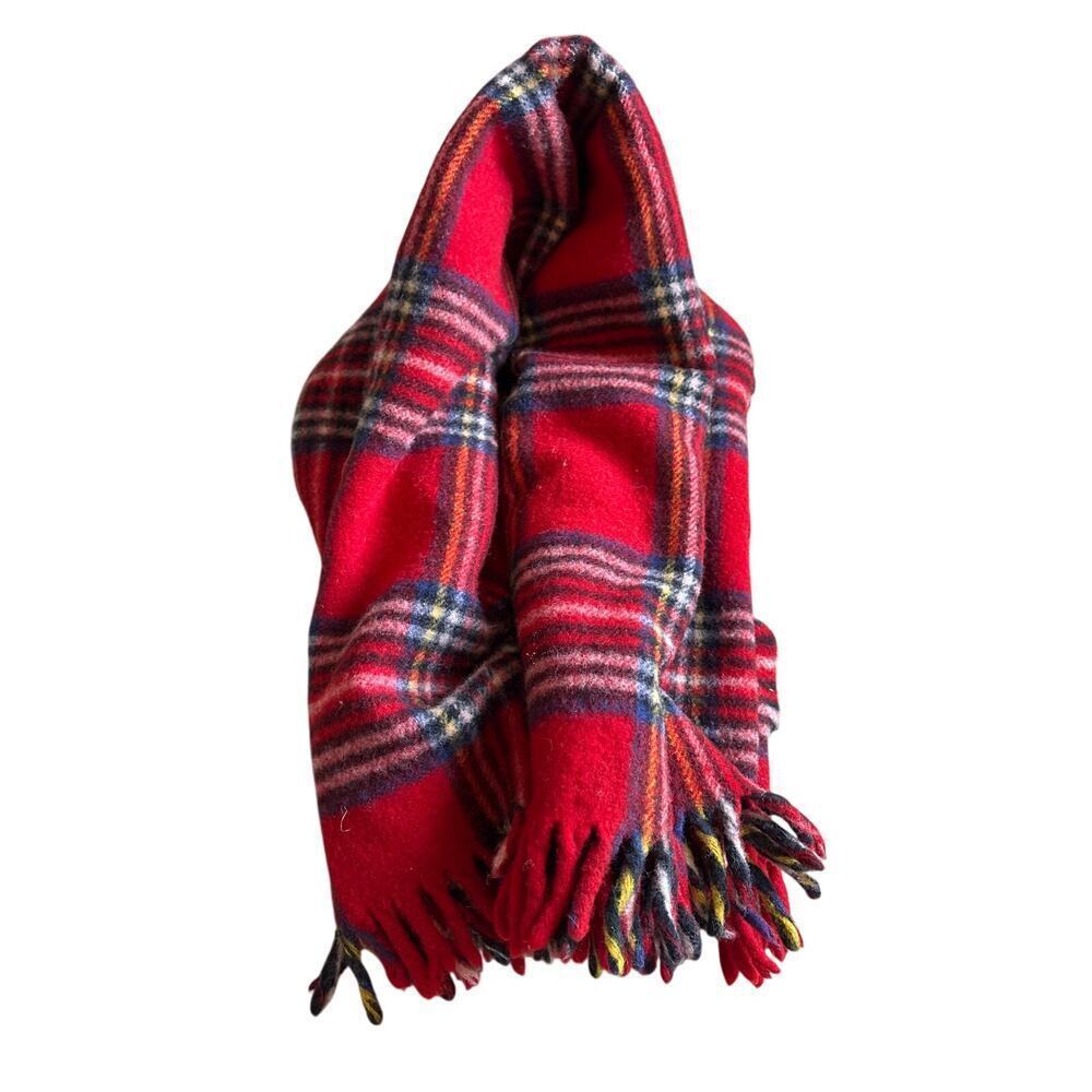 Faribault Woolen Mill Vintage Red Plaid Wool Scarf USA
